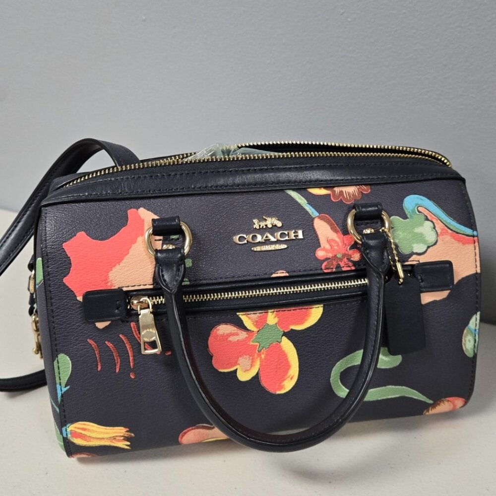 Coach Dreamy Land Floral Print Rowan Satchel Bag, NEW